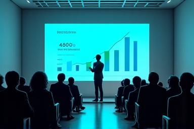 Une personne présentant un pitch devant un public, symbolisant la préparation pour les investisseurs.