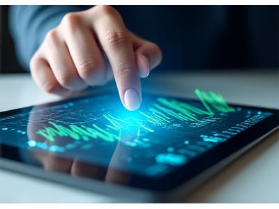 Une main qui ajuste un graphique financier, symbolisant l'optimisation des financements.