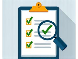 Icône représentant une checklist et un crayon, symbolisant une vérification qualité rigoureuse.