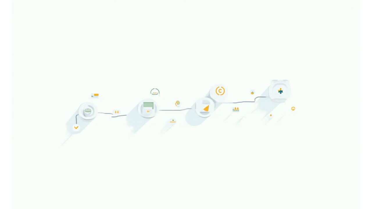 Illustration d'un diagramme de flux clair et structuré, représentant les différentes étapes du processus de conseil en subventions de Zentari Impact.