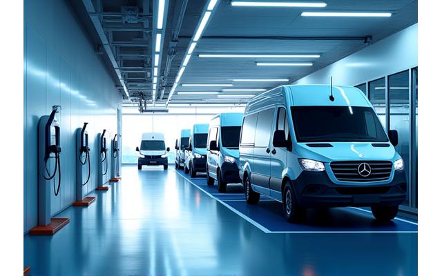 Une flotte de véhicules électriques en charge, symbolisant la mobilité durable